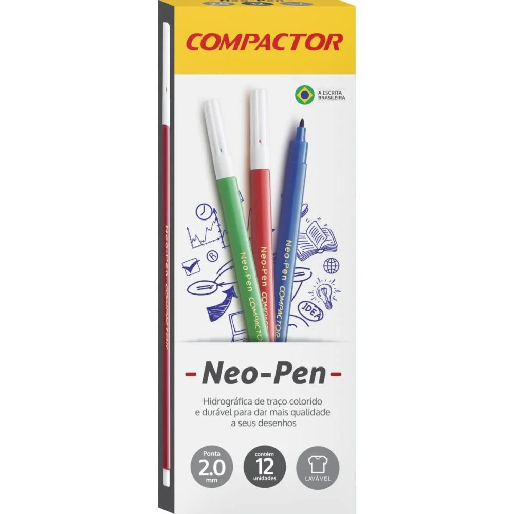 CANETA HIDROGRAFICA NEO-PEN GIGANTE PRETA COMPACTOR (CX.C/12)