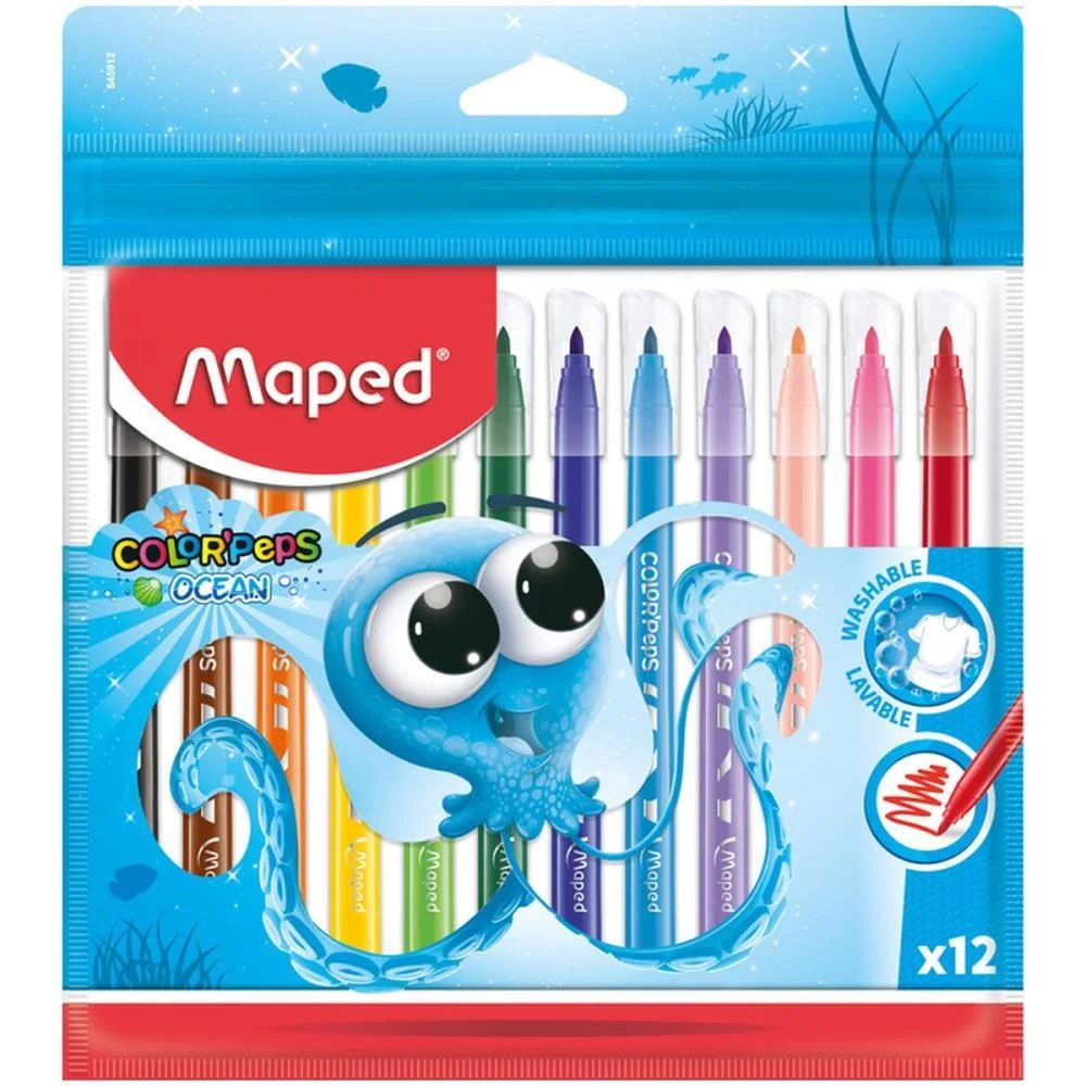 CANETA HIDROGRAFICA OCEAN POLVO 12 CORES MAPED (CX.C/12)