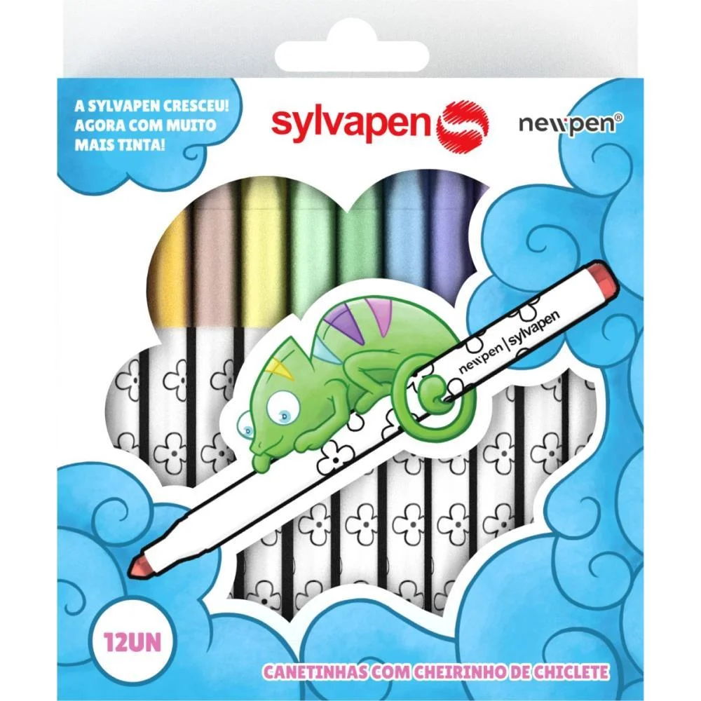 CANETA HIDROGRAFICA SYLVAPEN 12 CORES PERFUMADAS NEWPEN (ESTOJO)