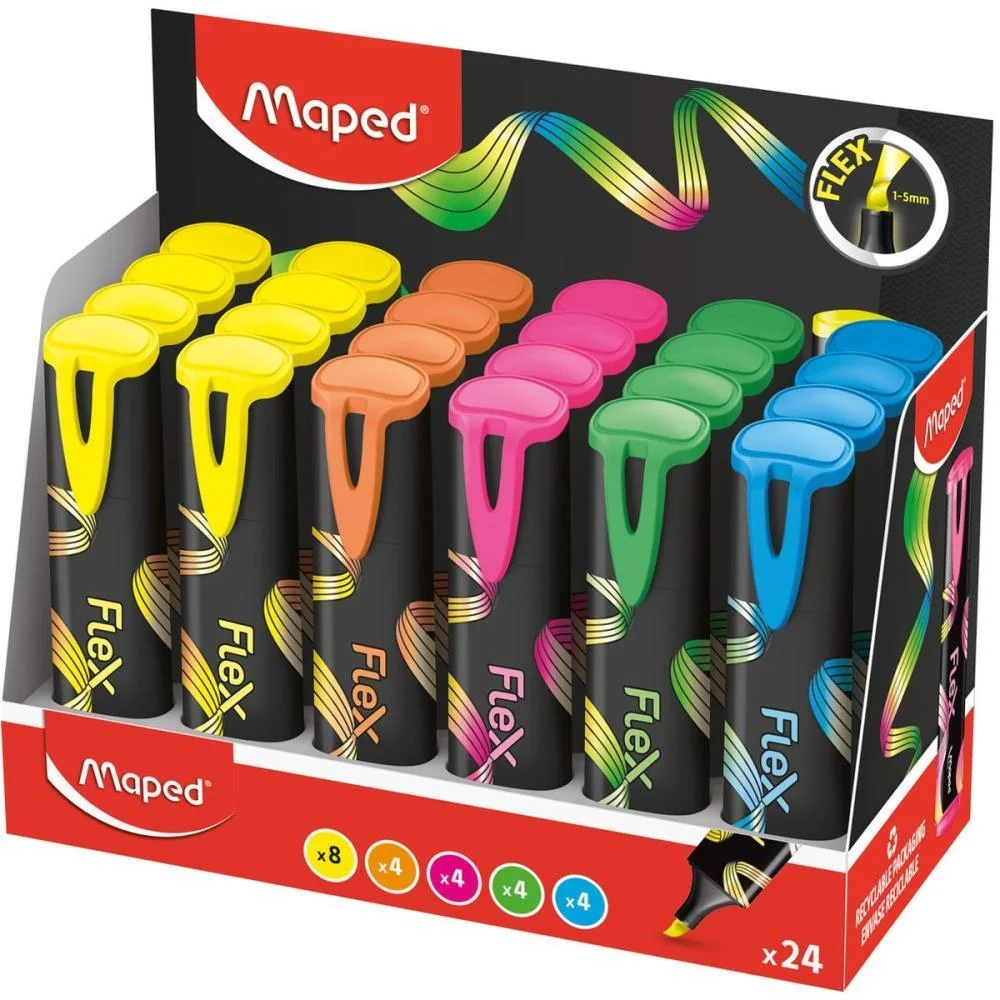 CANETA MARCA TEXTO FLUOPEPS FLEX CORES SORTIDAS MAPED (DP.C/24)