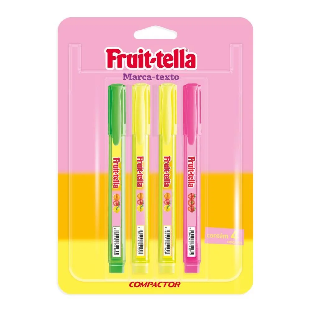 CANETA MARCA TEXTO DESTAQ FRUIT-TELLA 2AM-1VD-1RS COMPACTOR (CX.C/04)