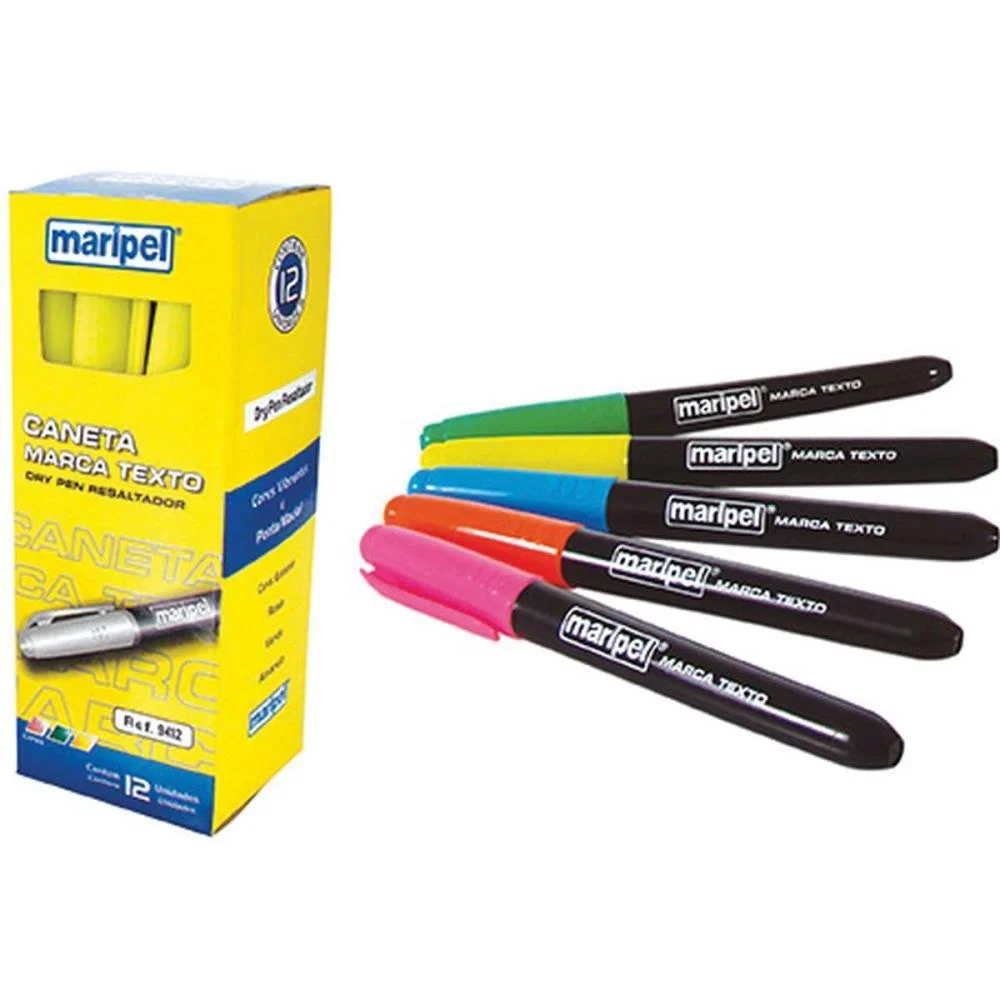 CANETA MARCA TEXTO DRY PEN LARANJA MARIPEL (CX.C/12)
