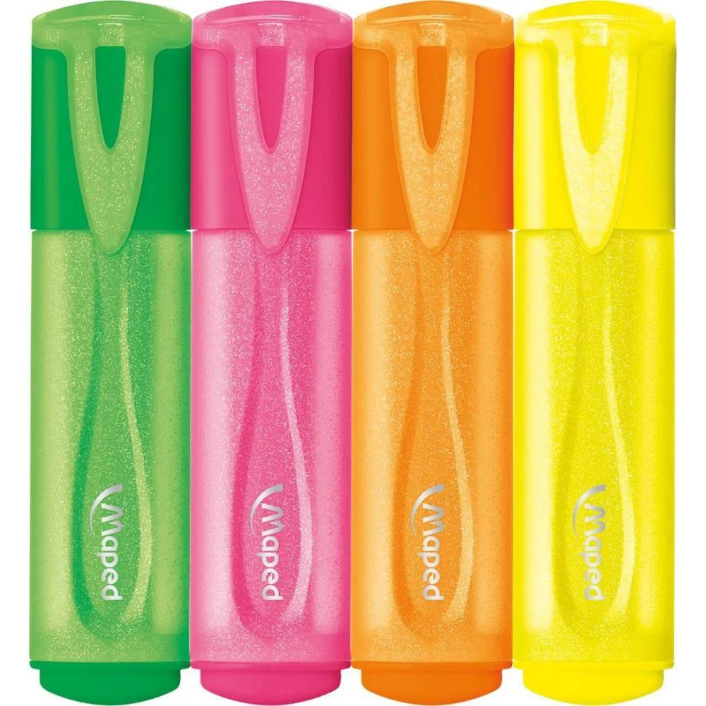CANETA MARCA TEXTO FLUOPEPS GLITTER NEON 4COR.(S) MAPED (ESTOJO)
