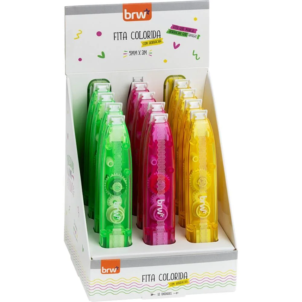 CANETA MARCA TEXTO FITA MARCA TEXTO+BORR 5MMX3M BRW (DP.C/12)