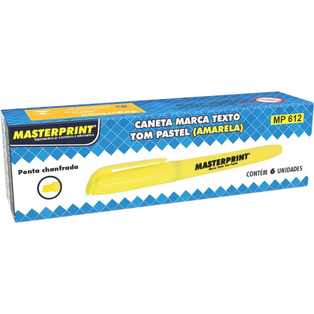 CANETA MARCA TEXTO MP 612 PASTEL AMARELA MASTERPRINT (CX.C/06)