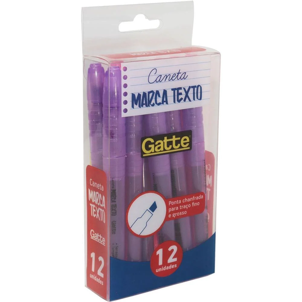 CANETA MARCA TEXTO GATTE LILAS 4MM MAKE+ (CX.C/12)