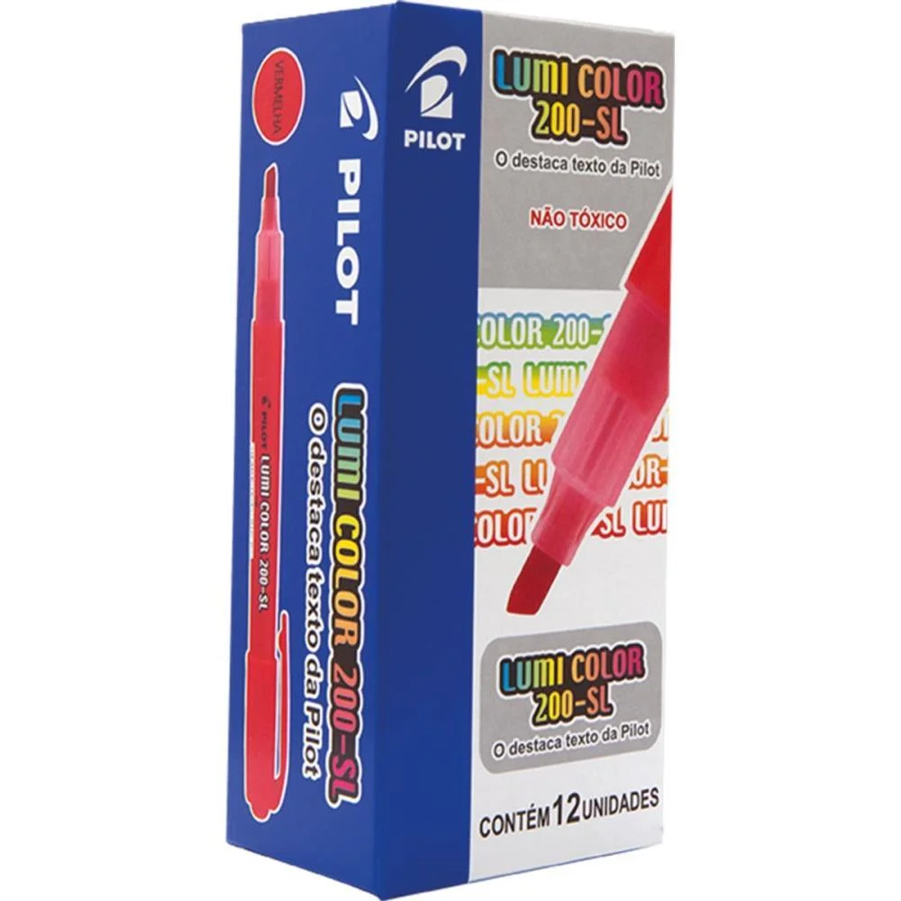 CANETA MARCA TEXTO LUMI COLOR 200-SL VERMELHA PILOT (CX.C/12)