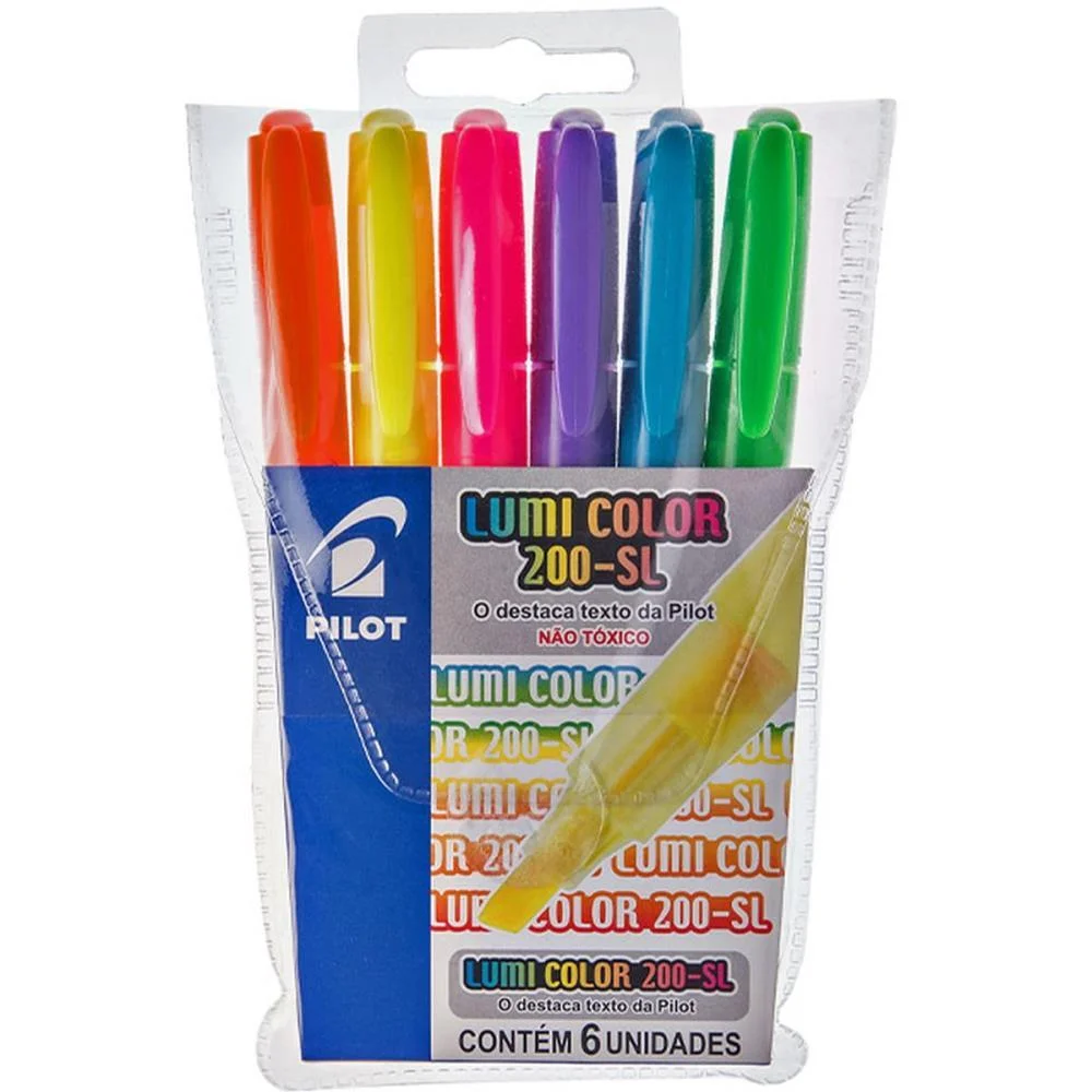 CANETA MARCA TEXTO LUMICOLOR 200-SL 06 CORES PILOT (BL.C/06)