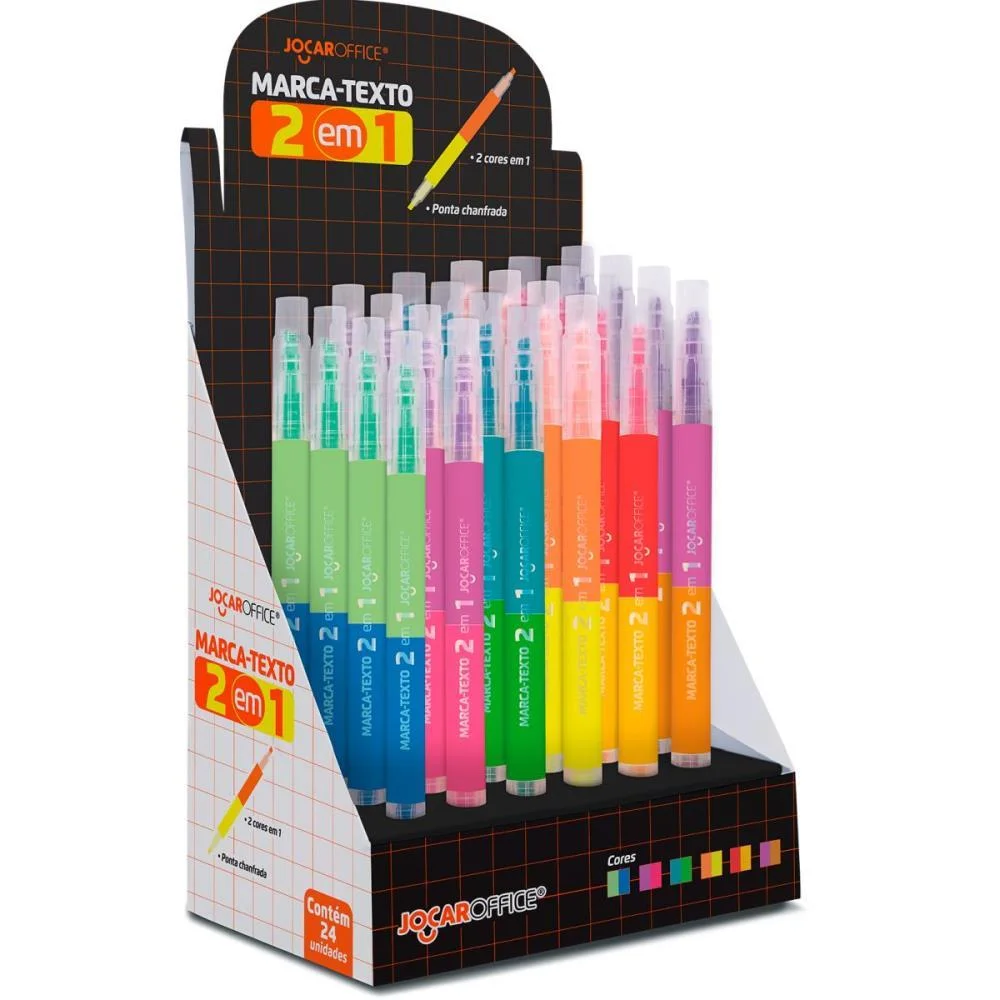 CANETA MARCA TEXTO JOCAR 2EM1 6COMBINACOES CORES LEONORA (DP.C/24)