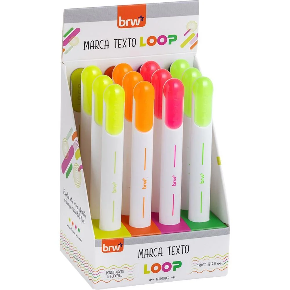 CANETA MARCA TEXTO LOOP 4 CORES BRW (DP.C/12)