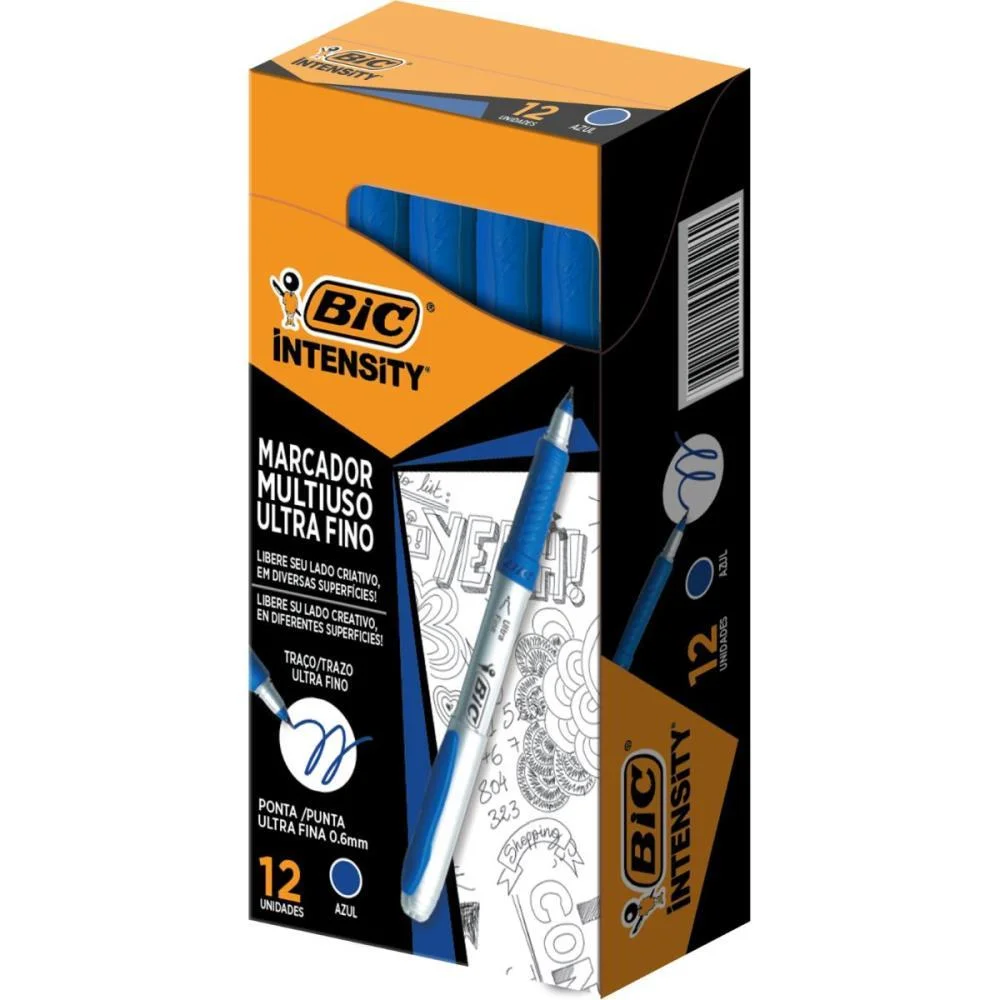 CANETA PARA CD 0.6MM MARKING CD-DVD ULTRA FINA AZUL BIC (CX.C/12)
