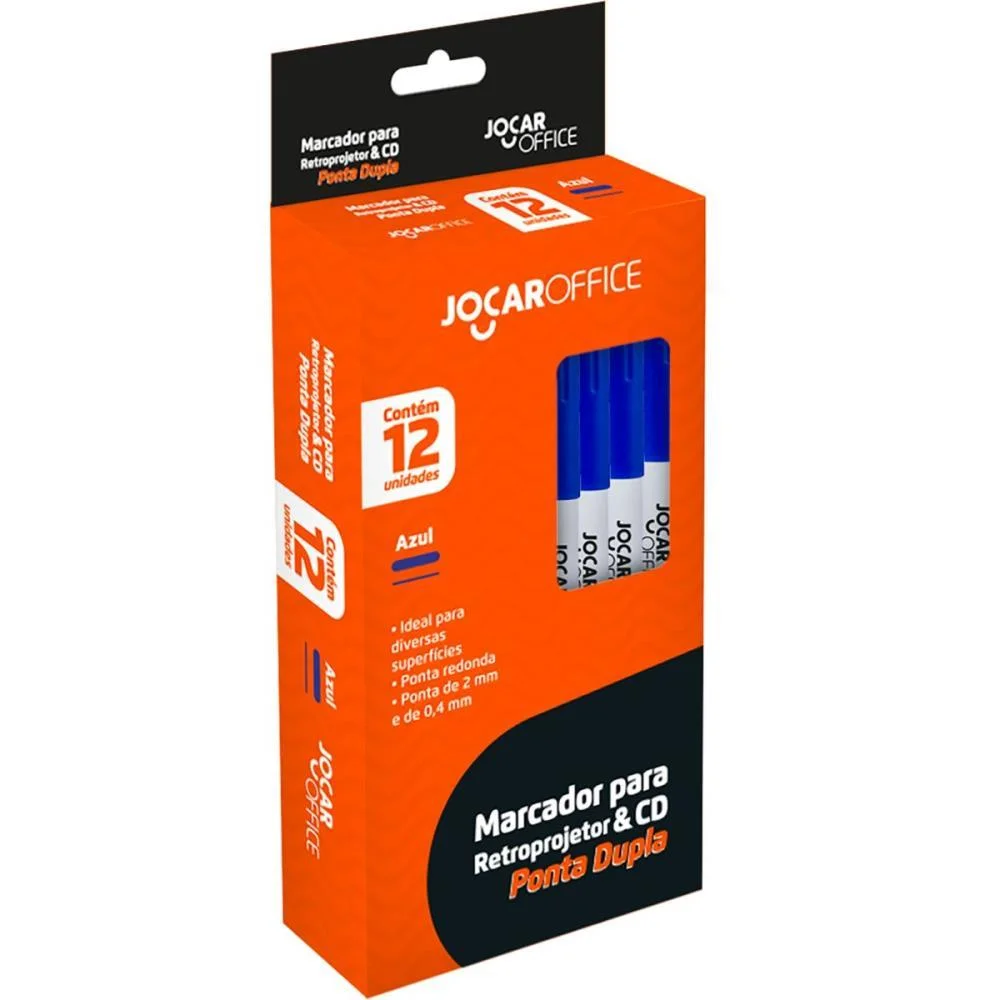 CANETA PARA CD 2.0MM JOCAR DUPLO 2MM/0,4MM AZUL LEONORA (CX.C/12)