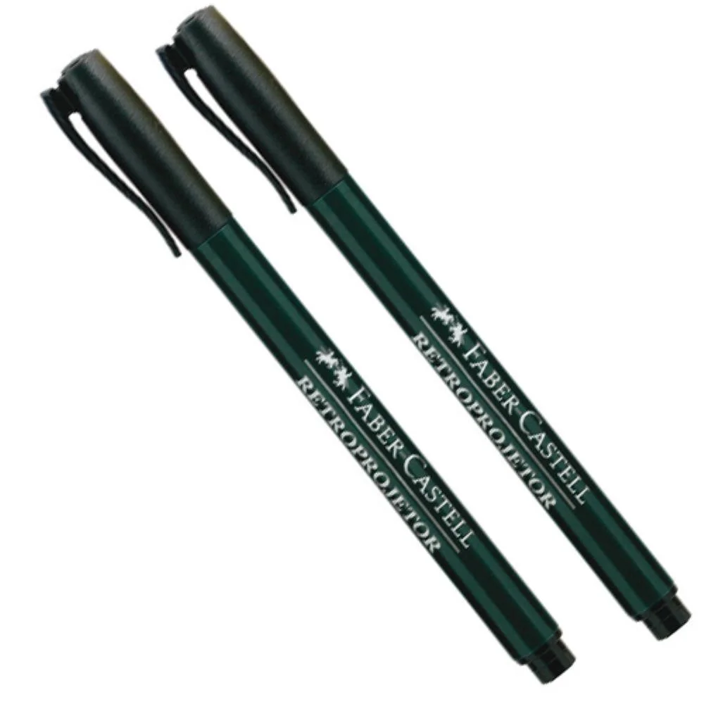 CANETA RETROPROJETOR 1.0MM MEDIA PRETA FABER-CASTELL (CX.C/12)