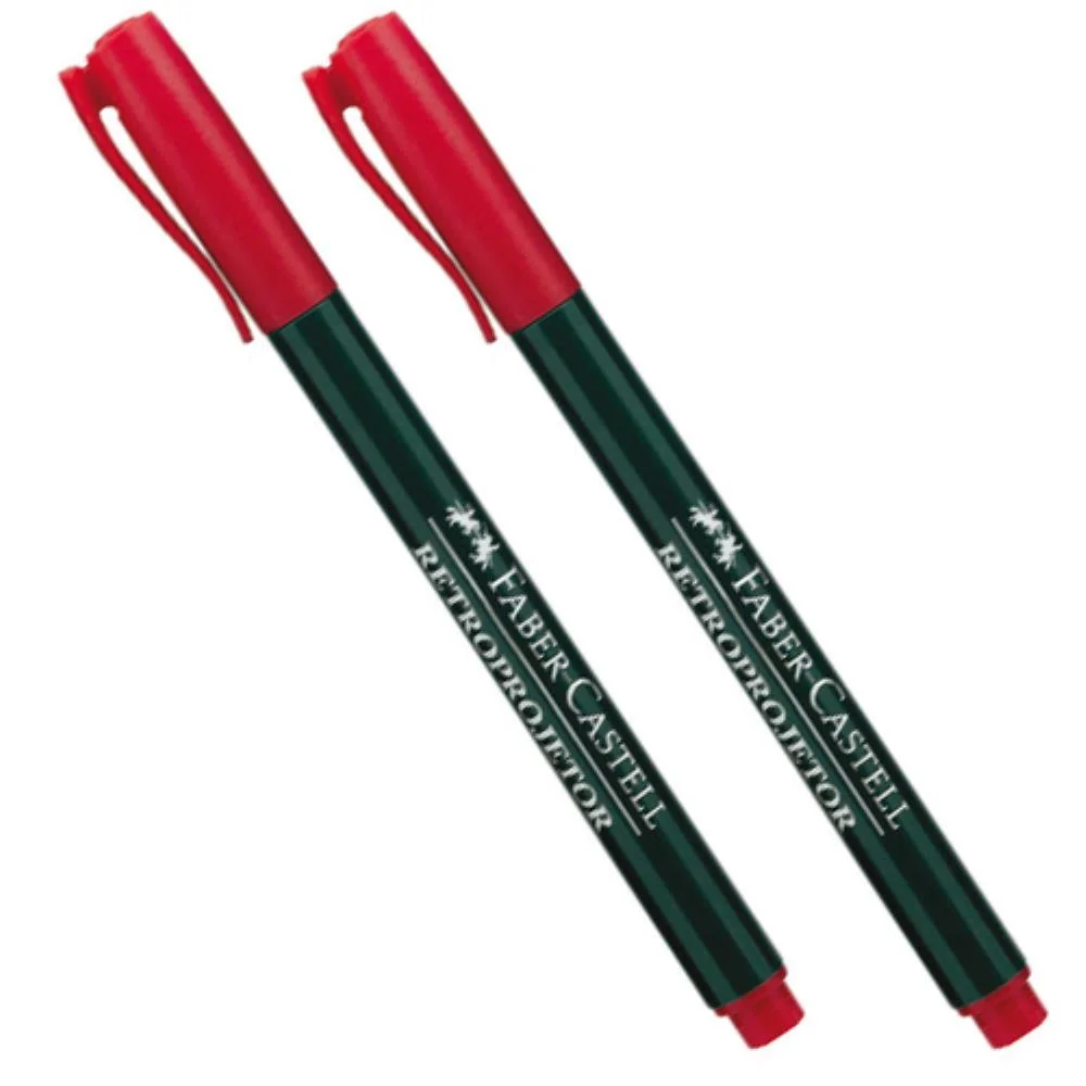 CANETA RETROPROJETOR 1.0MM MEDIA VERMELHA FABER-CASTELL (CX.C/12)