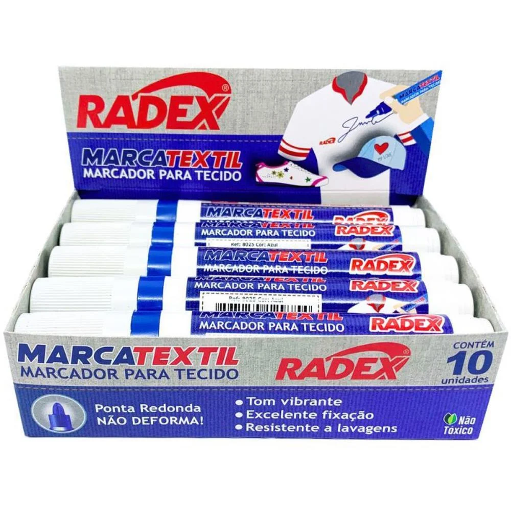 CANETA PARA TECIDO MARCATEXTIL AZUL RADEX (CX.C/10)