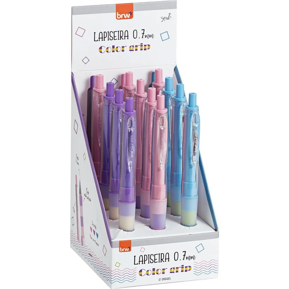 LAPISEIRA 0.7MM PLASTICA COLOR 3 CORES SORTIDA BRW (DP.C/12)