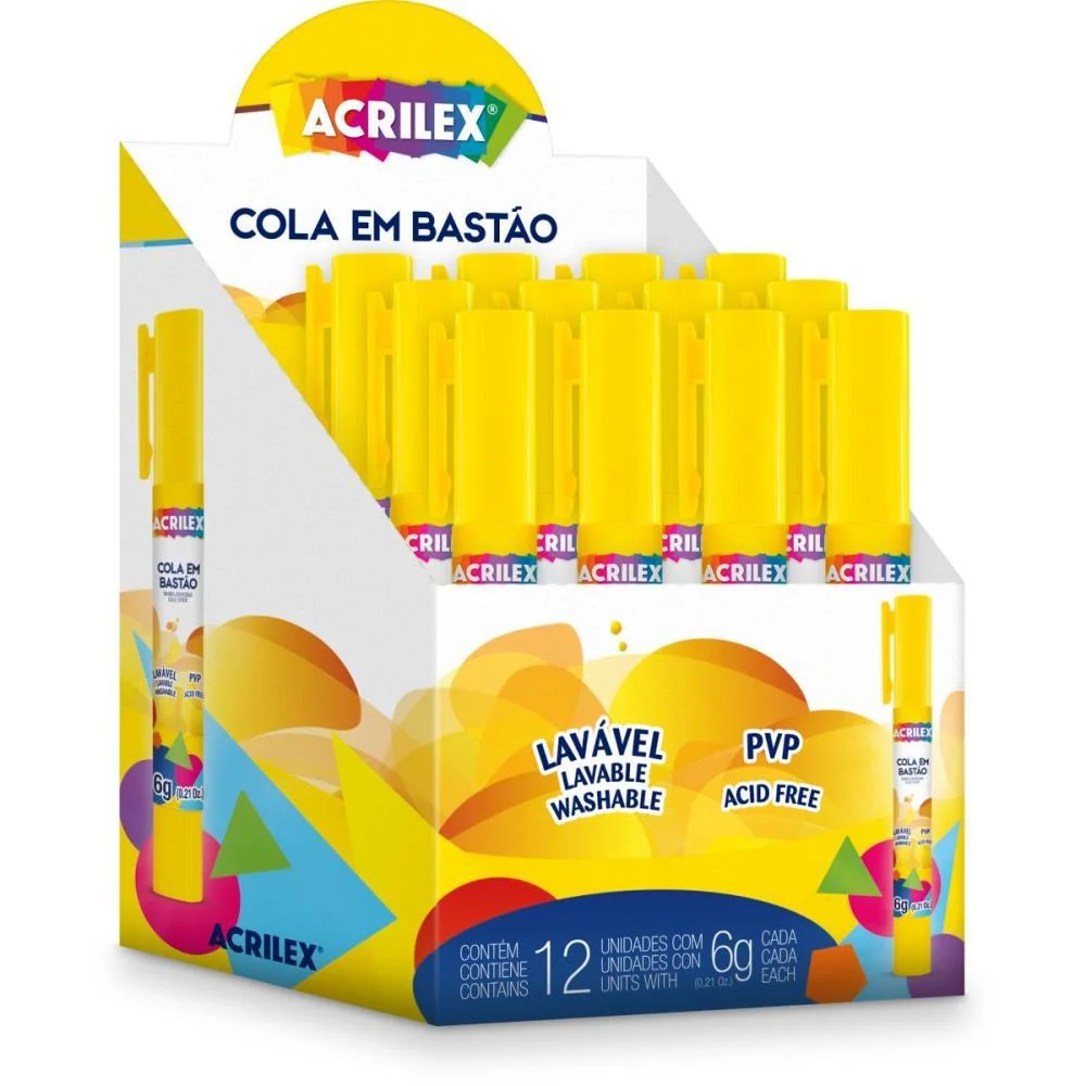 COLA BASTAO EM CANETA 6G BRANCA ACRILEX (CX.C/12)