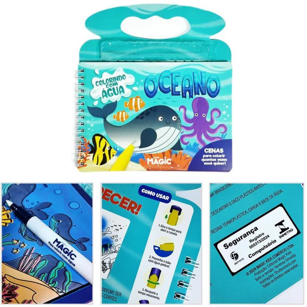 LIVRO AQUABOOK OCEANO 10PGS 21,5X20CM MAGIC KIDS (UNIDADE)