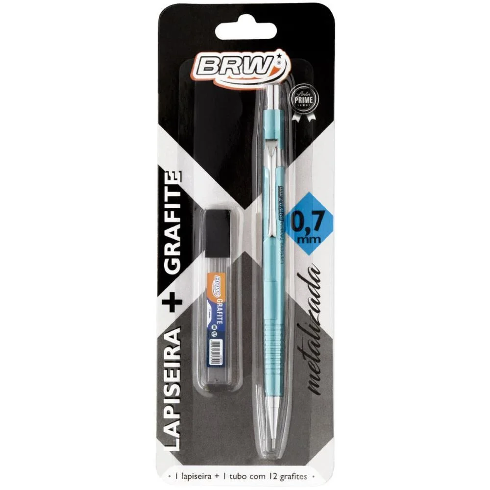 LAPISEIRA 0.7MM METALIZADA AZUL C/GRAFITE BRW (BLISTER)