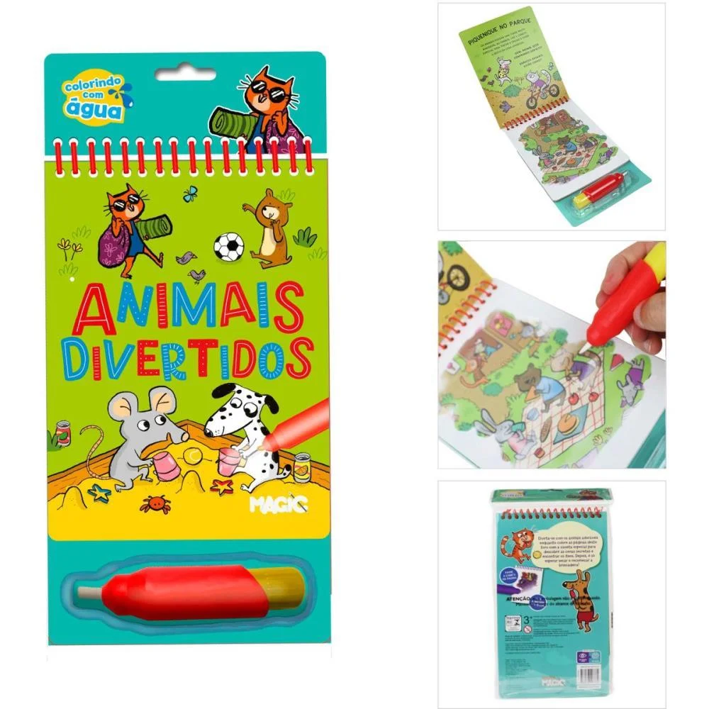 LIVRO AQUABOOK ANIMAIS DIVERTIDOS 24X14CM 10P MAGIC KIDS (UNIDADE)