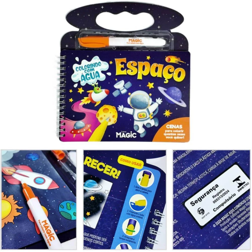 LIVRO AQUABOOK ESPACO 10PGS 21,5X20CM MAGIC KIDS (UNIDADE)