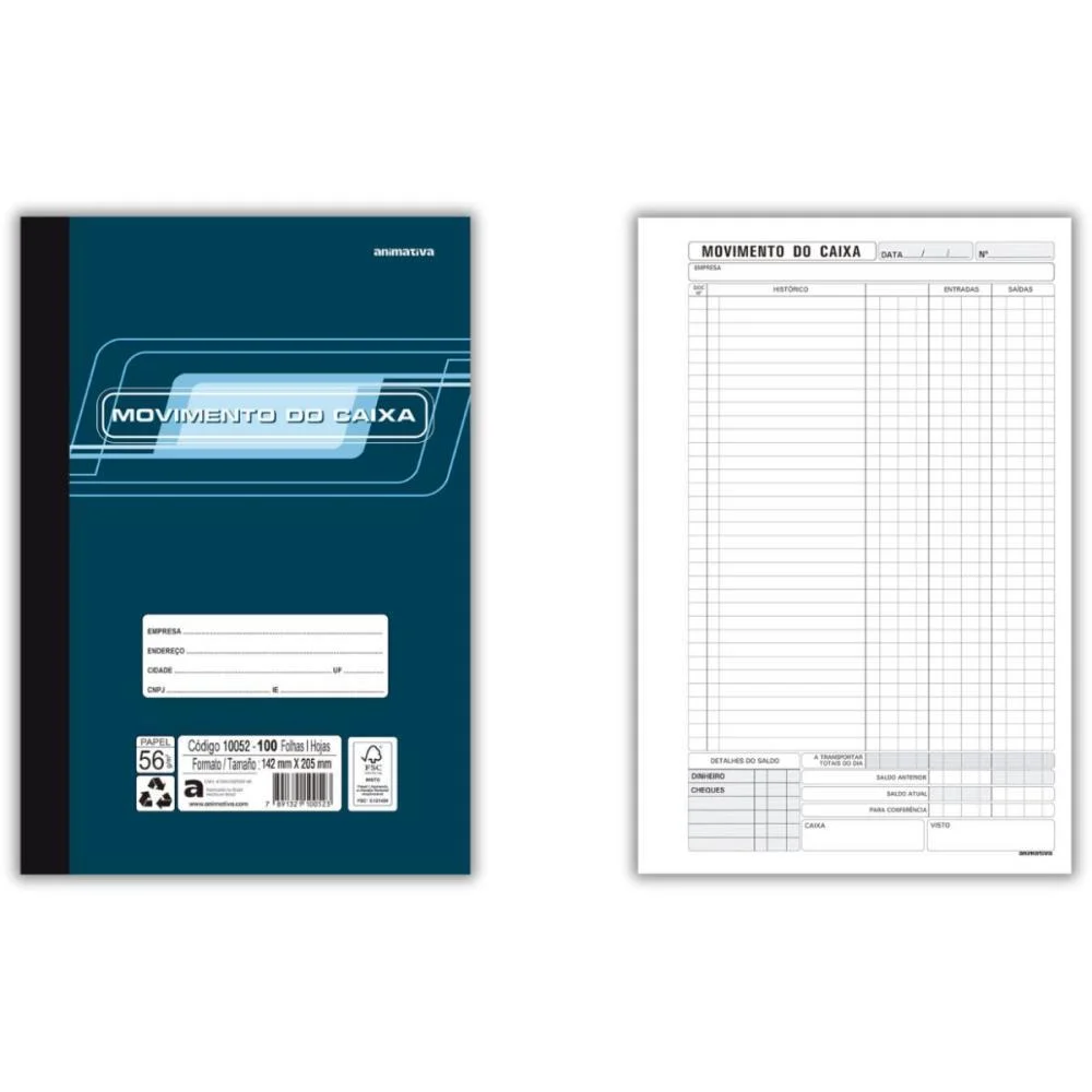 LIVRO MOVIMENTO CAIXA 1/4 100 FOLHAS ANIMATIVA (PCT.C/10)