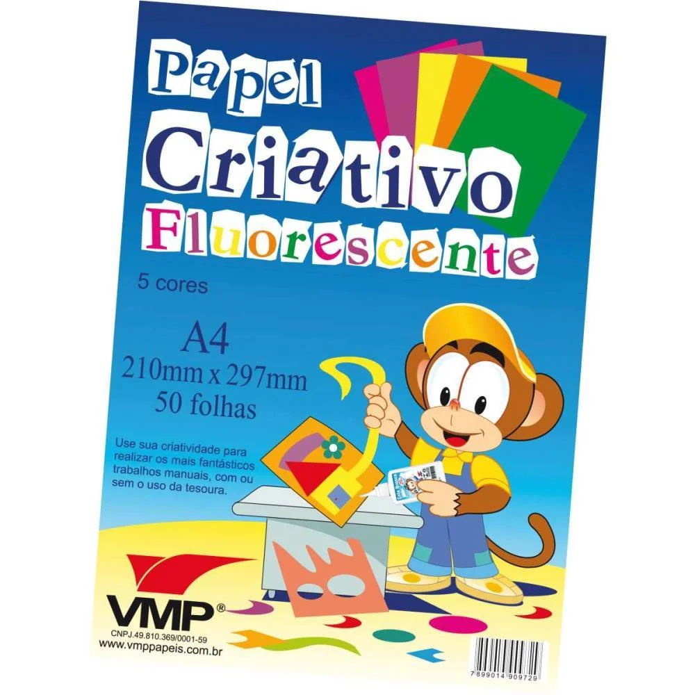 BLOCO PARA EDUCACAO ARTISTICA FLUORESCENTE A4 50F 90G V.M.P. (PACOTE)