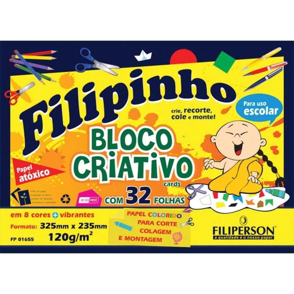 BLOCO PARA EDUCACAO ARTISTICA FILIPINHO 8COR.325X235 120G 32 FILIPERSON (BLOCO)