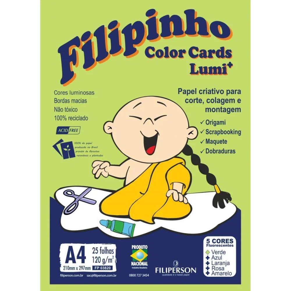 BLOCO PARA EDUCACAO ARTISTICA FILIPINHO COLOR LUMI 120G 25FL FILIPERSON (BLOCO)