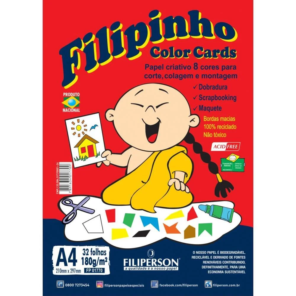 BLOCO PARA EDUCACAO ARTISTICA FILIPINHO A4 8COR. 180G. 32FL. FILIPERSON (PACOTE)