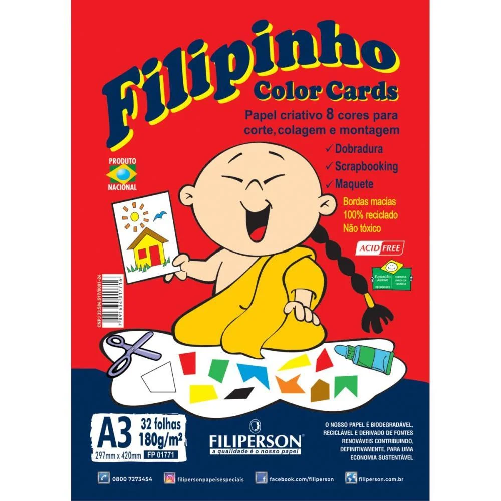 BLOCO PARA EDUCACAO ARTISTICA FILIPINHO A3 8COR. 180G. 32FL. FILIPERSON (PACOTE)