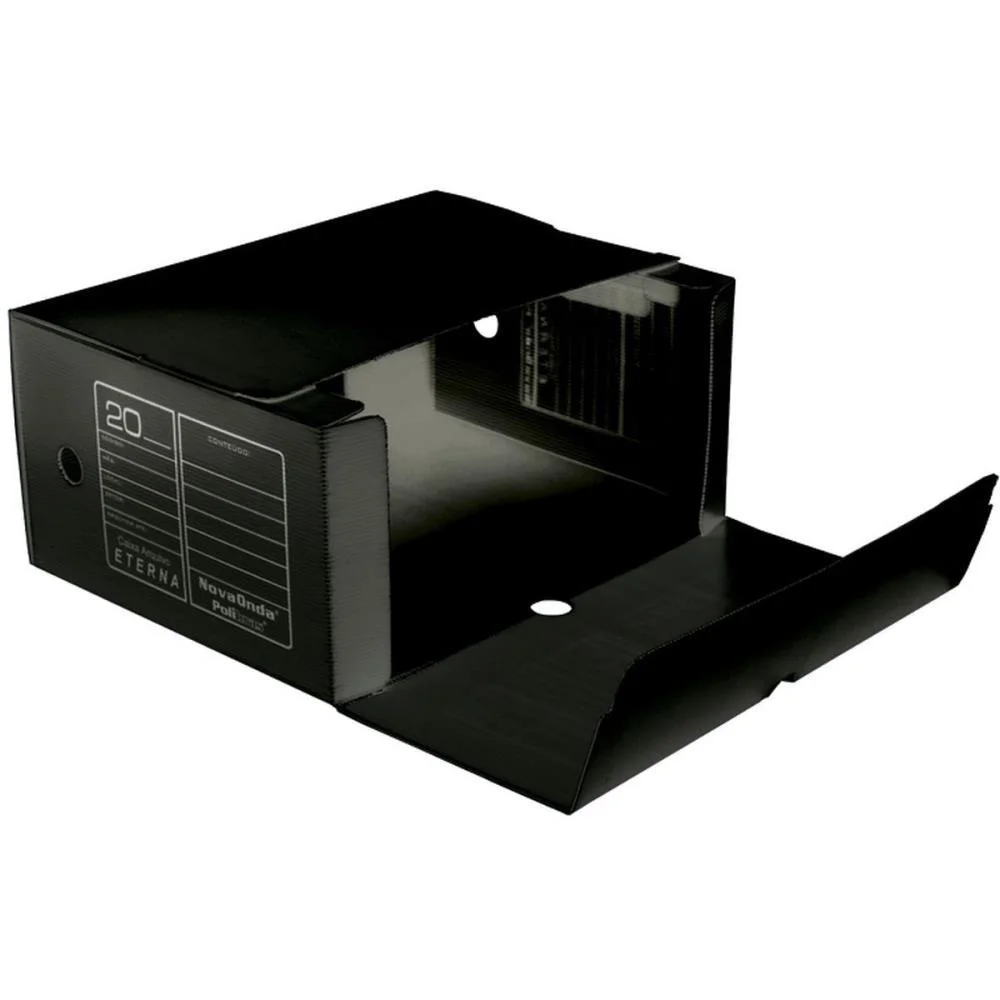 Arquivo Morto Polipropileno Novaonda Gigante Preto 39X18X3 Polibras (Pct.c/10) - imagem 3