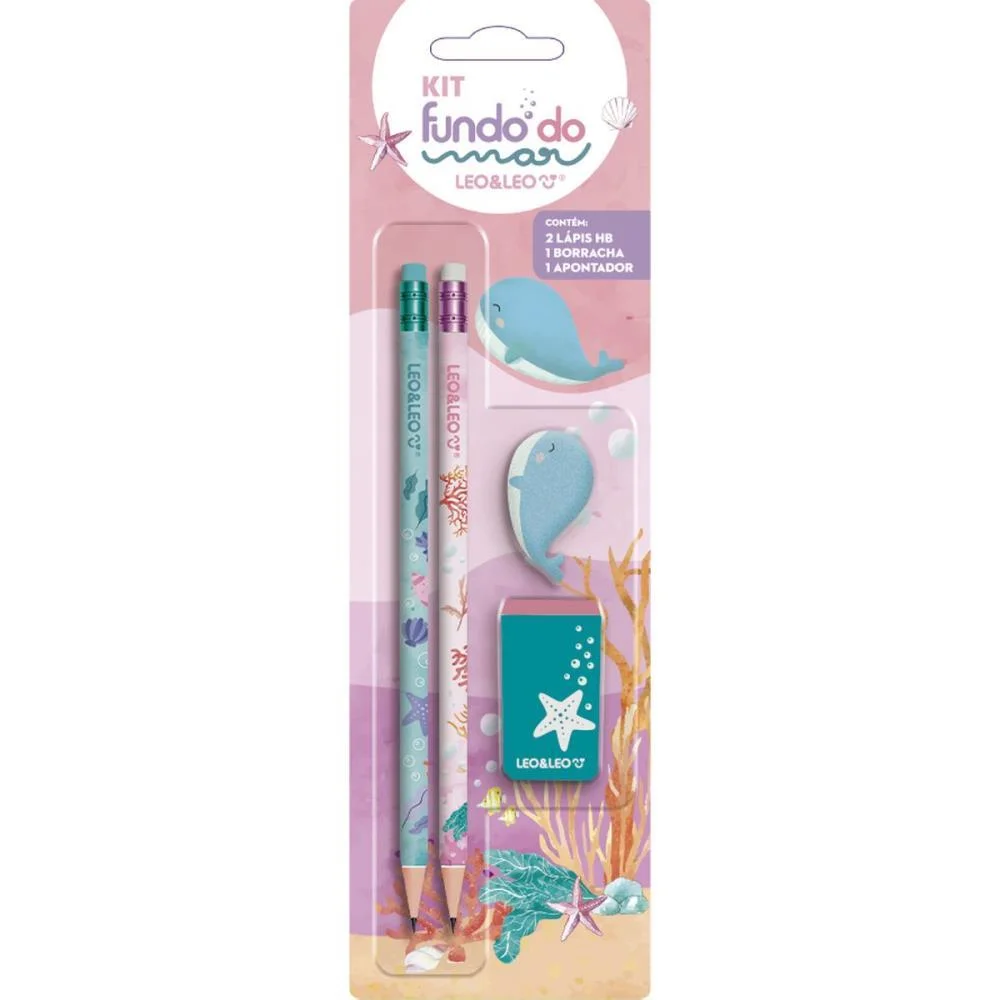 Kit Escolar Fundo Do Mar Hb C/04 Pecas Leonora (Blister) - imagem 3