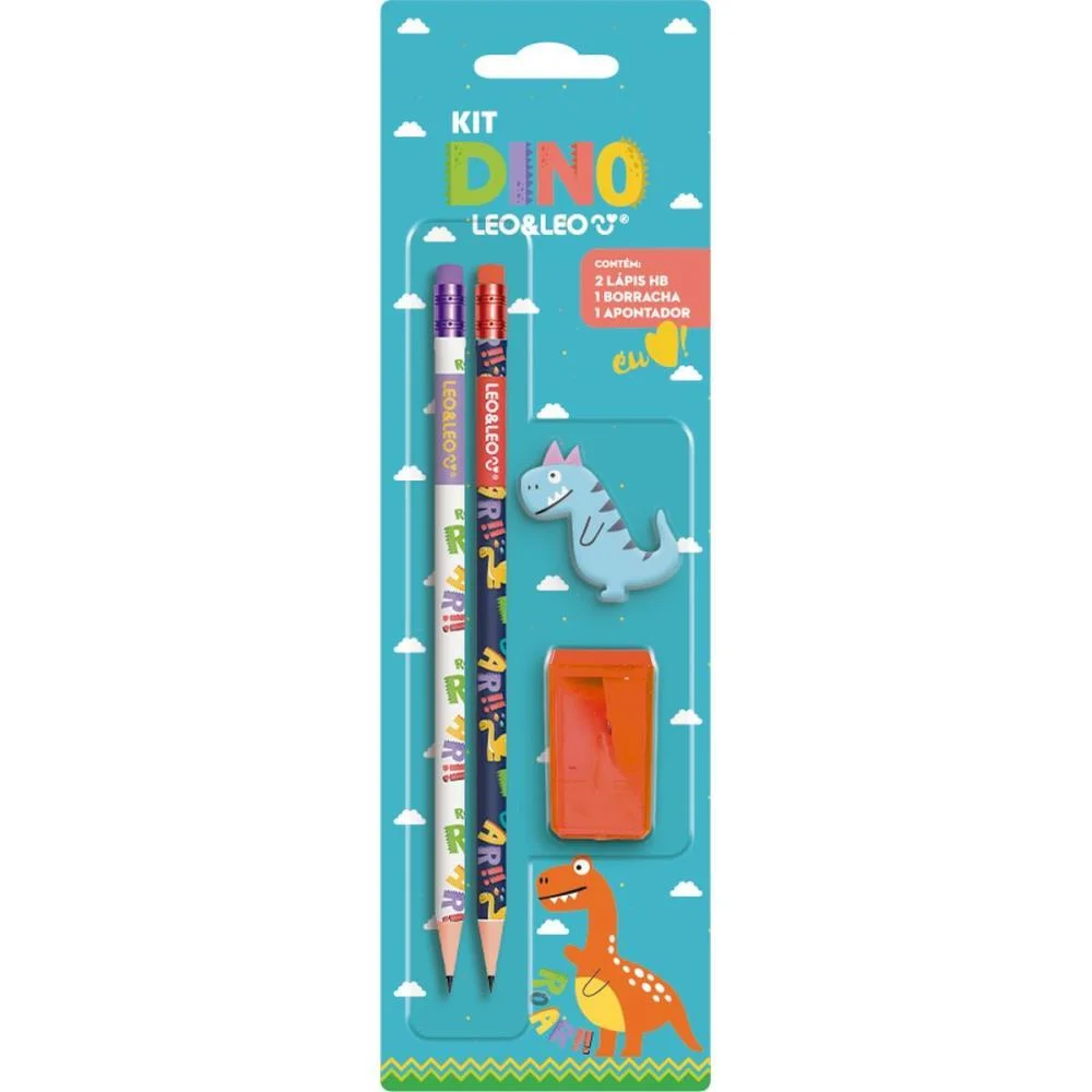 Kit Escolar Dino Hb C/04 Pecas Leonora (Blister) - imagem 2