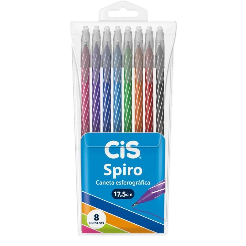 Caneta Esferografica Cis Spiro 0,7Mm 8Cores Sertic (Estojo) - imagem 3