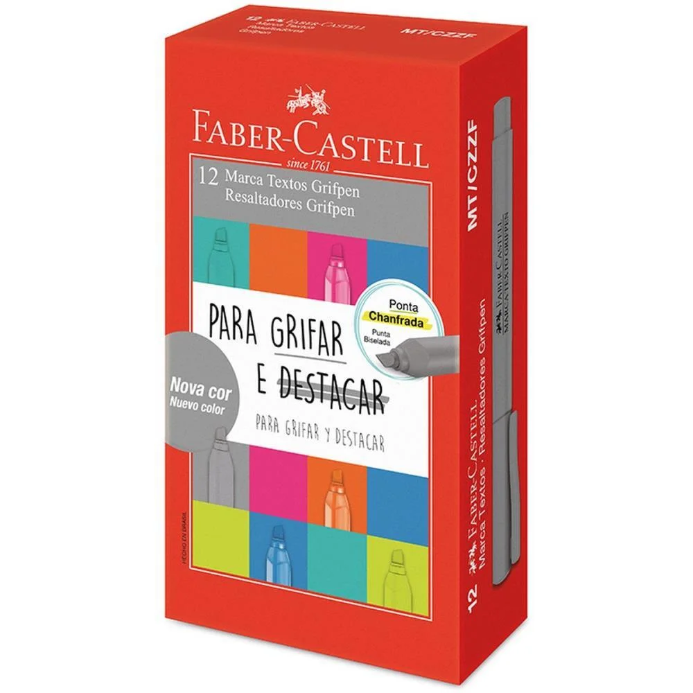 Caneta Marca Texto Grifpen Cinza Faber-Castell (Cx.c/12) - imagem 3