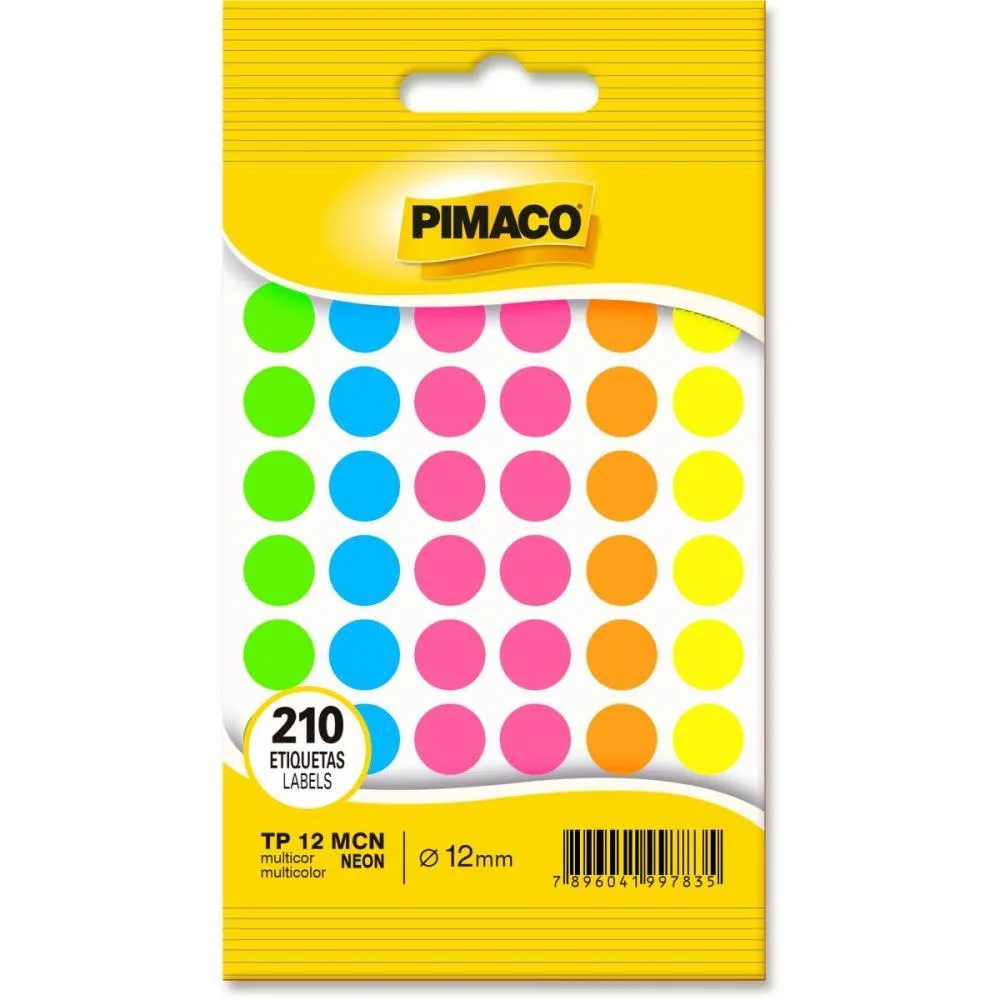 Etiqueta Redonda Tp-12 Neon Sort. 12Mm Pimaco (Ct.c/210) - imagem 2