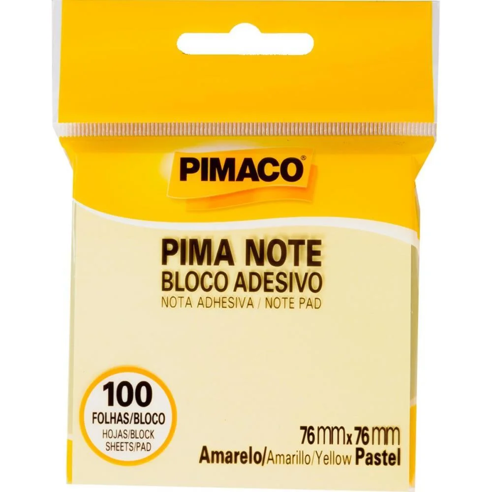 Bloco De Recado Autoadesivo Pimanote Amarelo 76X76Mm 100Fl Pimaco (Unidade) - imagem 3