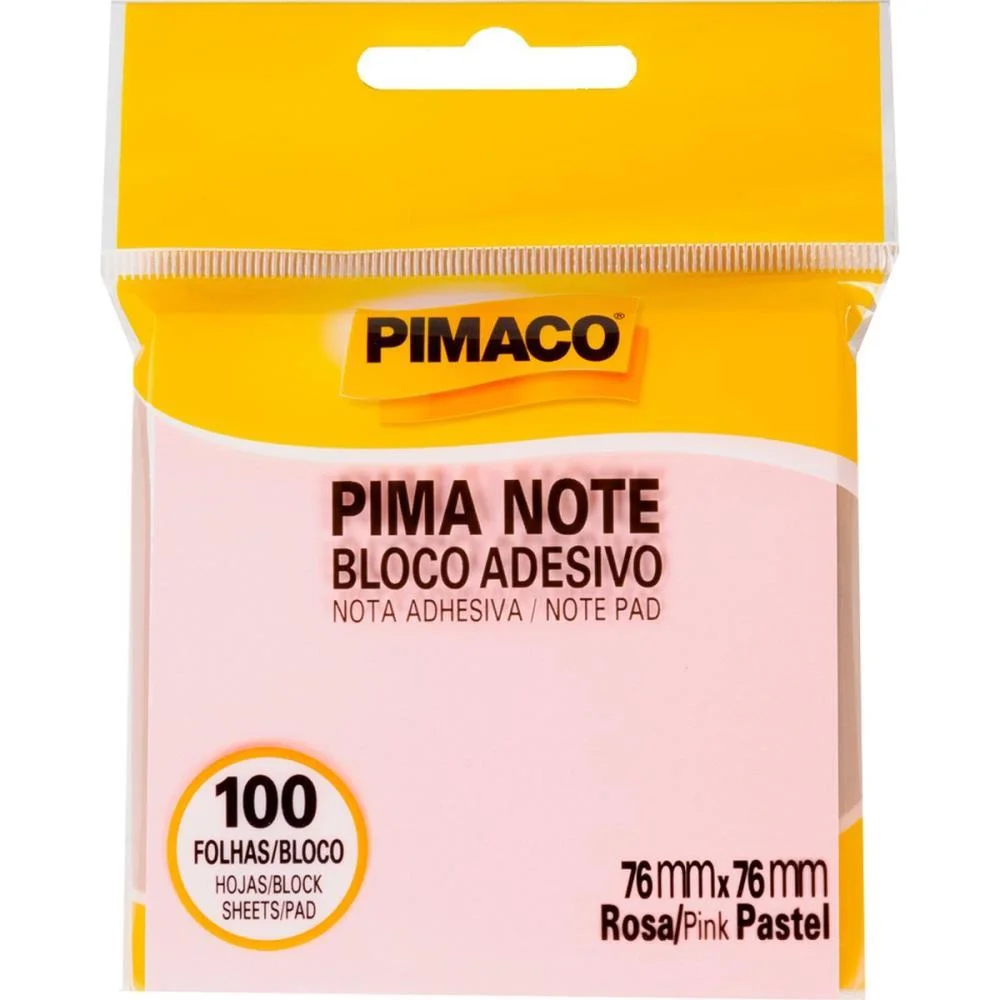 Bloco De Recado Autoadesivo Pimanote Rosa 76X76Mm 100Fls Pimaco (Unidade) - imagem 2