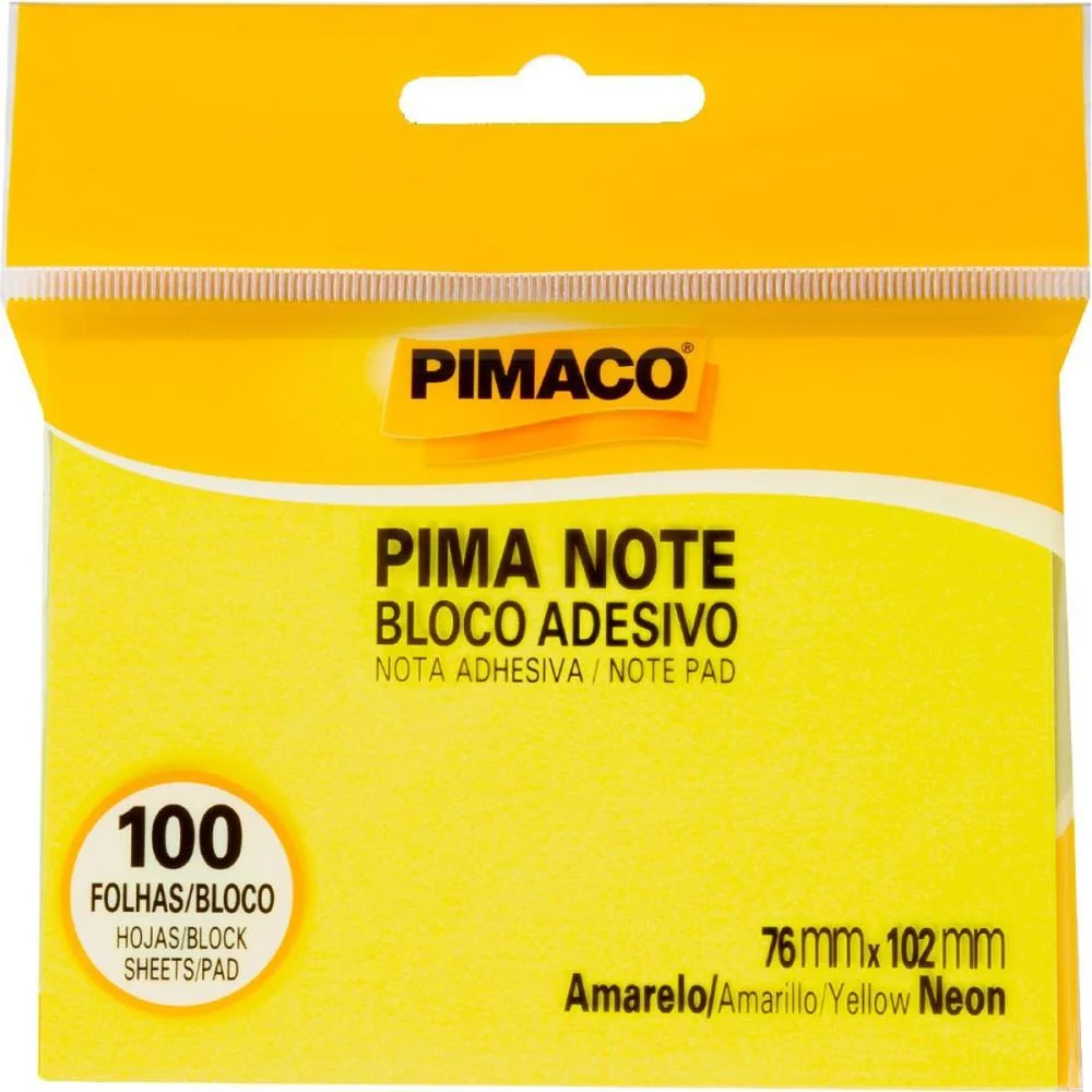 Bloco De Recado Autoadesivo Pimanote Amarelo 76X102Mm 100F Pimaco (Unidade) - imagem 2