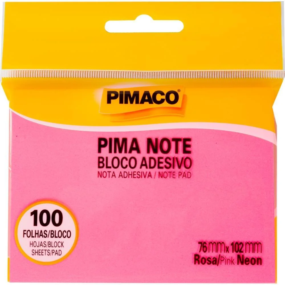 Bloco De Recado Autoadesivo Pimanote Rosa 76X102Mm 100Fls Pimaco (Unidade) - imagem 2