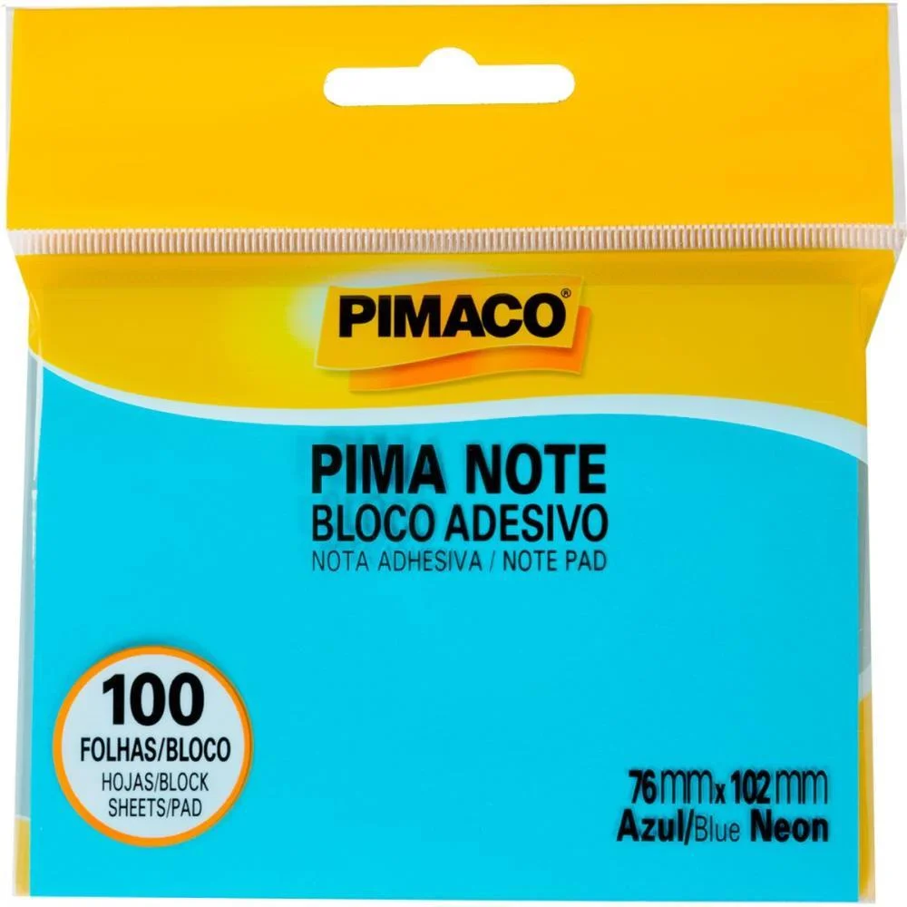 Bloco De Recado Autoadesivo Pimanote Azul 76X102Mm 100Fls Pimaco (Unidade) - imagem 2