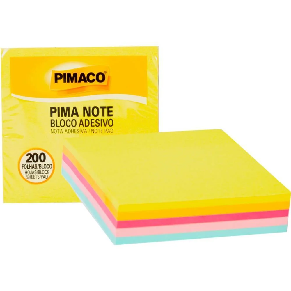 Bloco De Recado Autoadesivo Pimanote Sortidos 76X76Mm 200F Pimaco (Unidade) - imagem 3