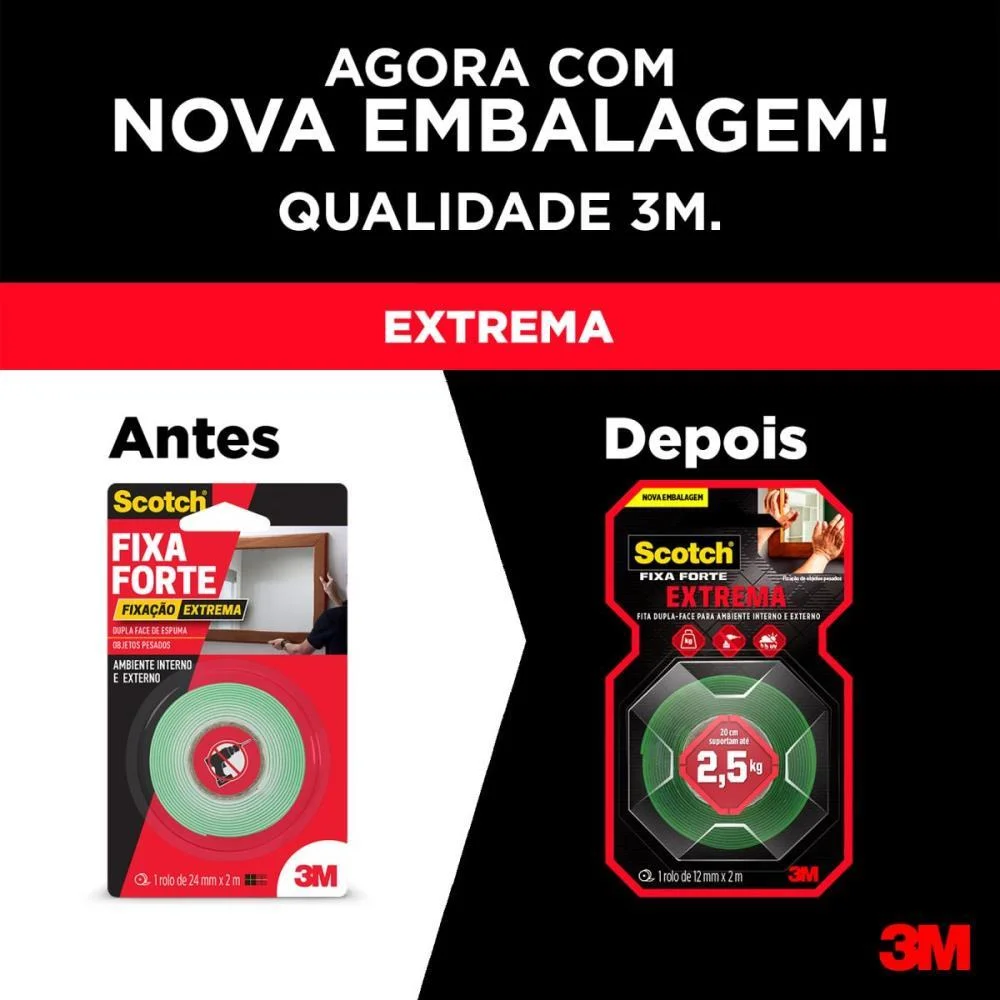 Fita Fixa Forte Espuma Extrema Ate 2,5Kg 12X2M 3M - imagem 4