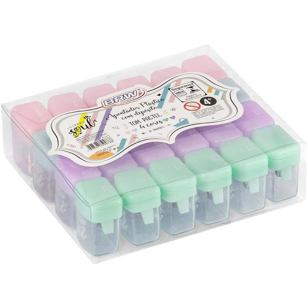 Apontador Com Deposito Soul 4Cores Pastel (S) Brw (Cx.c/24) - imagem 2