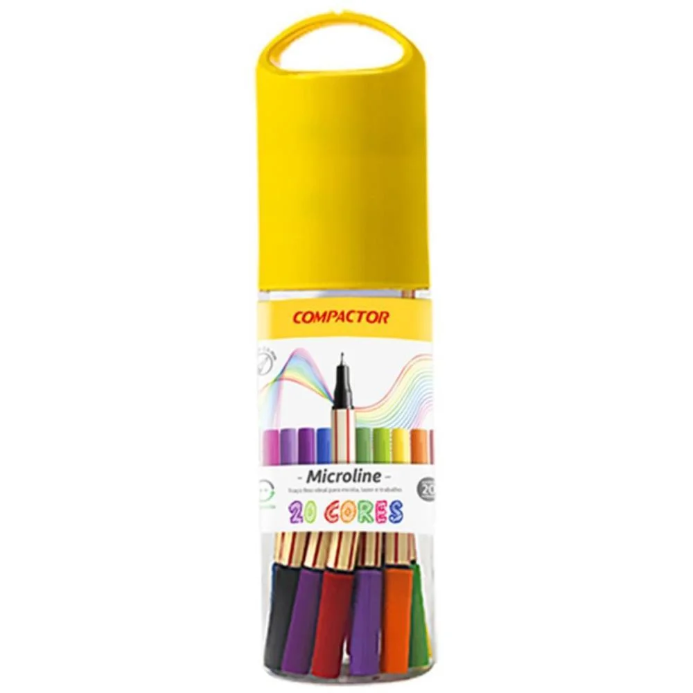 Caneta Com Ponta Porosa Microline 20Cores Compactor (Pote C/20) - imagem 3