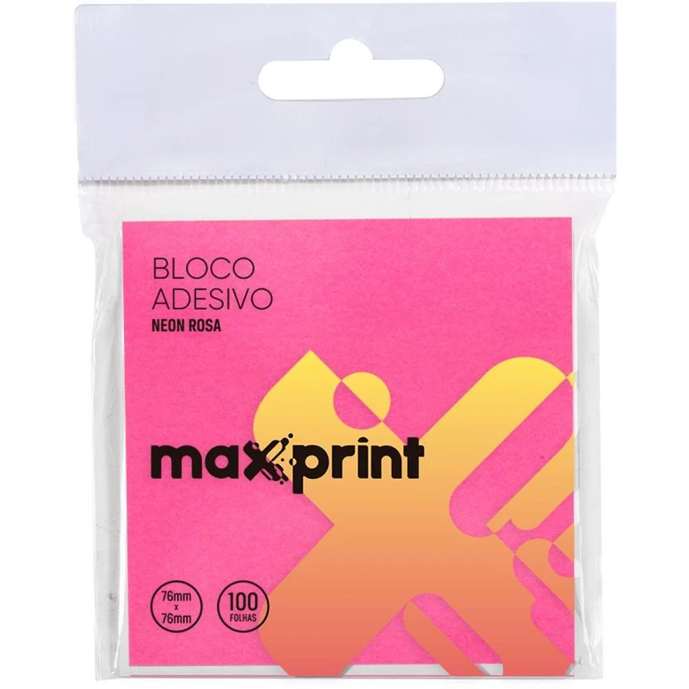 Bloco De Recado Autoadesivo 76X76Mm Rosa Neon 100F Maxprint (Unidade) - imagem 2