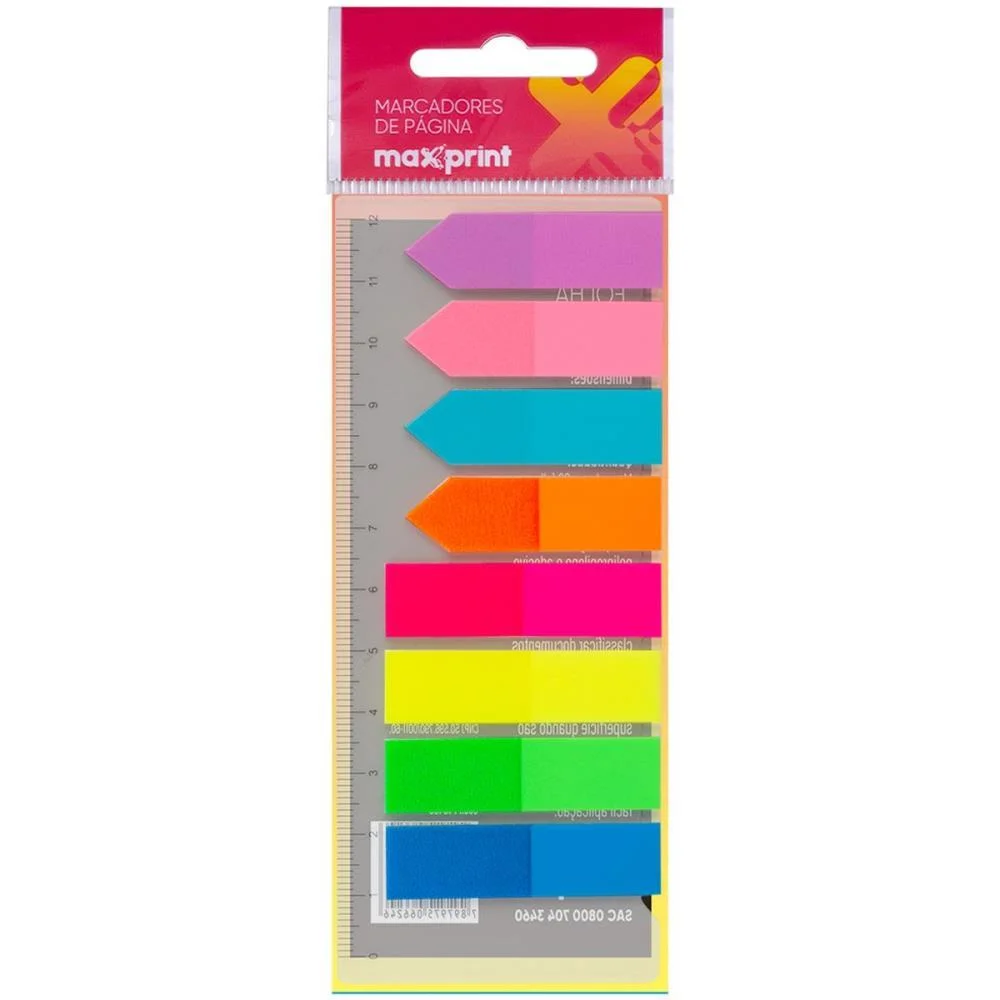 Bloco Marcador Pagina Adesivo 45X12Mm Max Neon 8 Cores 200F Maxprint - imagem 2