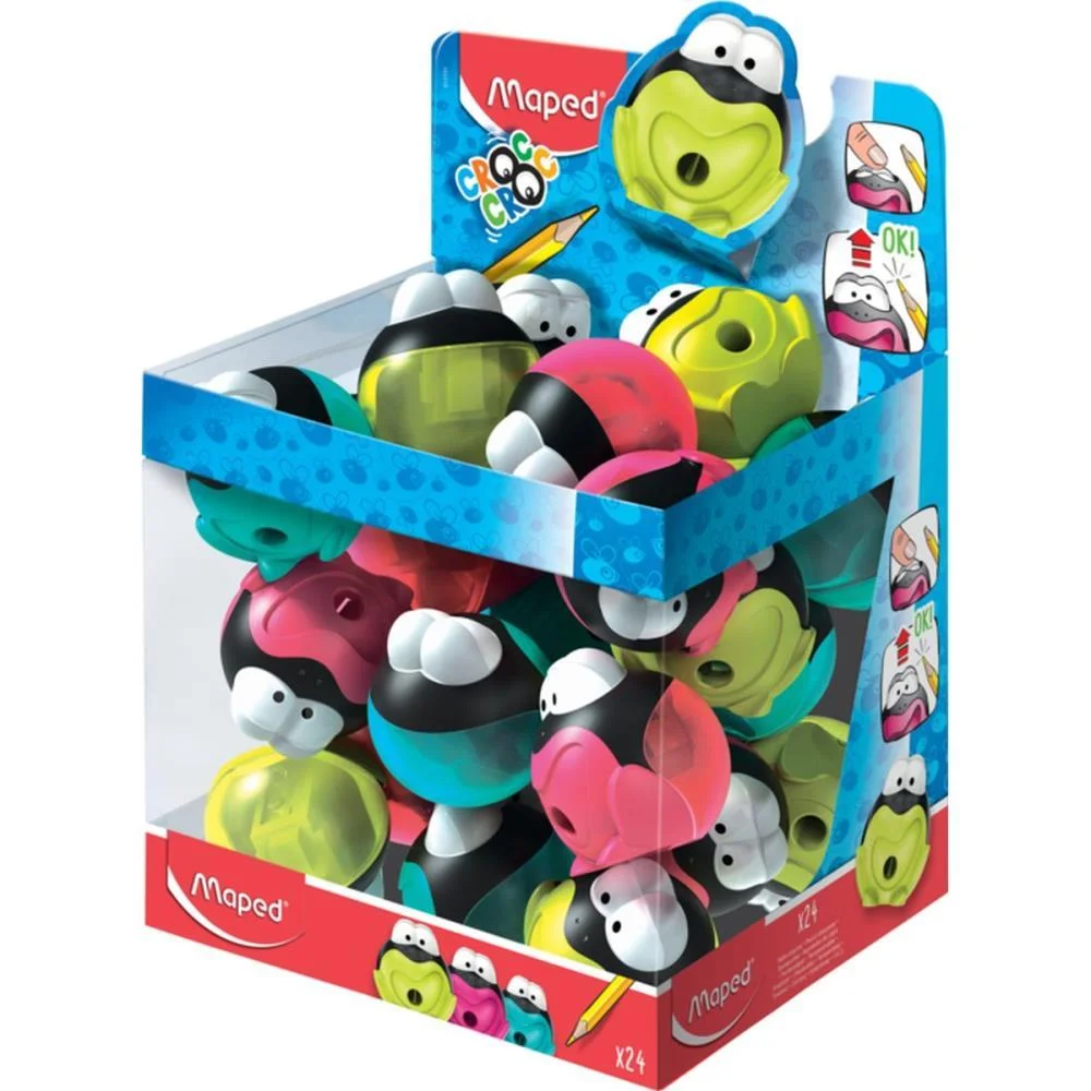 Apontador Com Deposito Croc Croc Sapo 3Cores Maped (Dp.c/24) - imagem 3