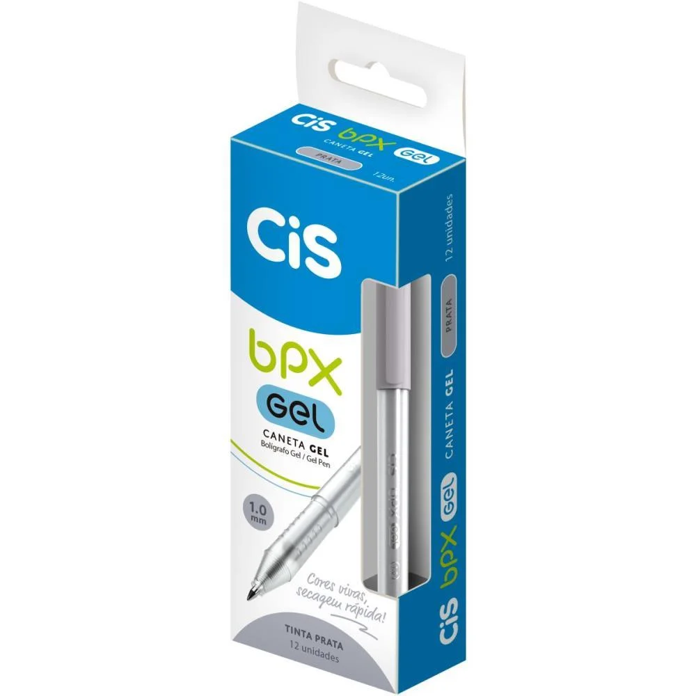 Caneta Gel Cis Bpx Gel 1.0Mm Prata Sertic (Cx.c/12) - imagem 2